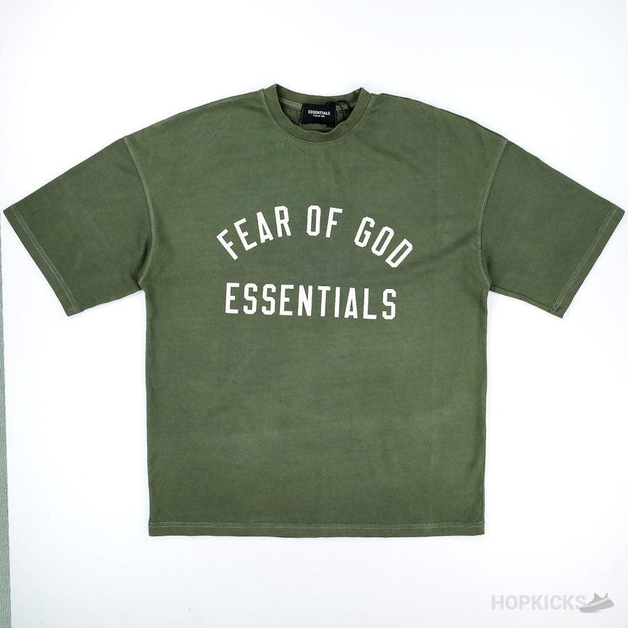 ESSENTIALS Jersey Crewneck Olive Tee