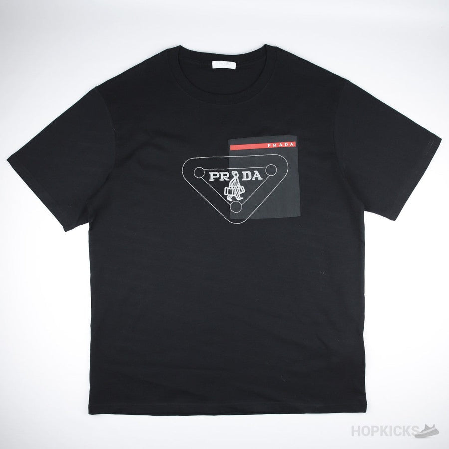 Prada black cotton T-shirt with a logo