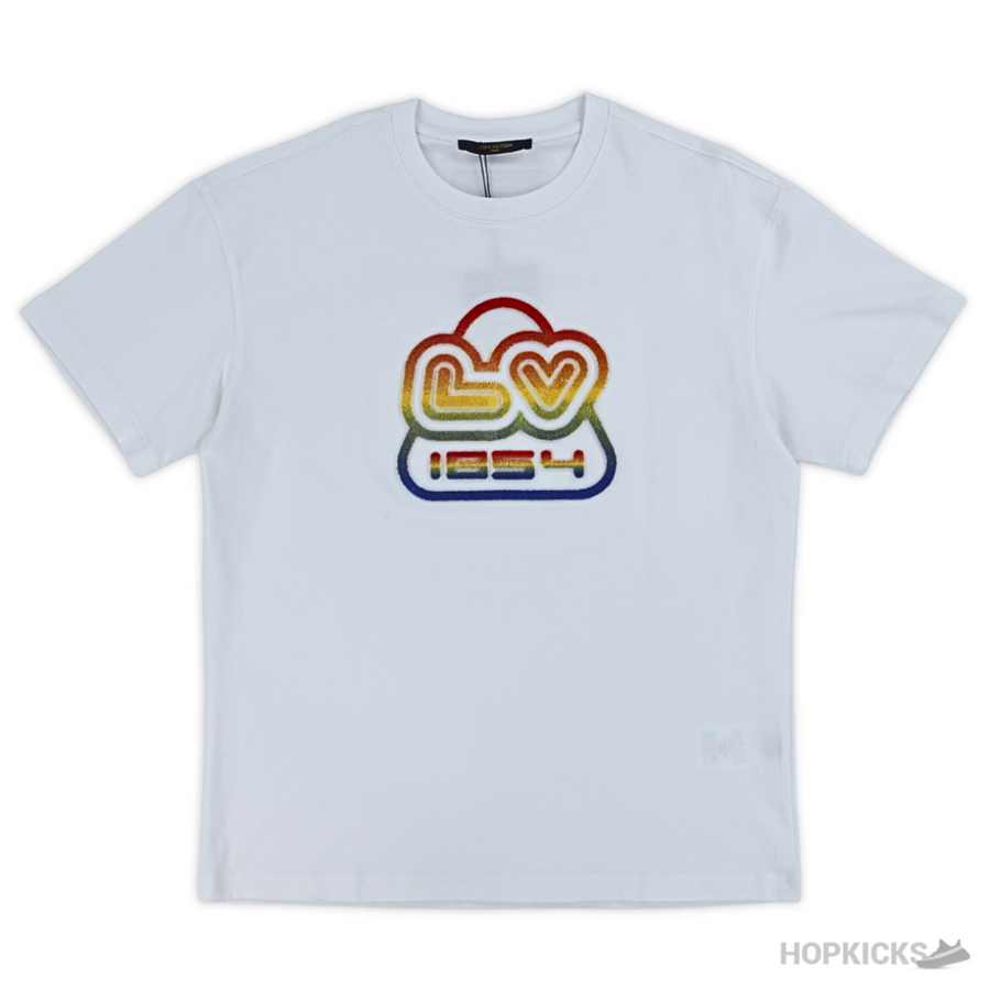 LV Colorful Embroided white T-Shirt (Imported Premium Finish)