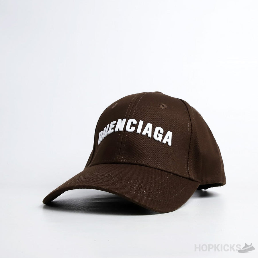 Bale*ciaga White Logo Brown Cap