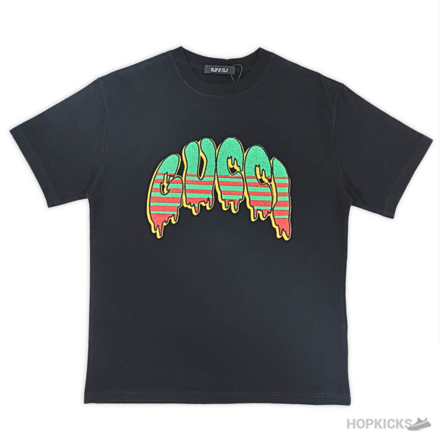 GCC Dripping Logo Embroidered Black T-Shirt (Imported Premium Finish)