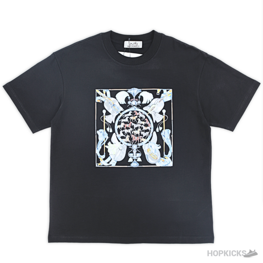 HRM Multiple Horses Printed Black T-Shirt (Imported Premium Finish)