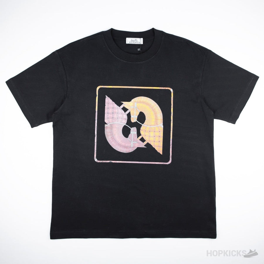Hermès Black t-shirt horse print