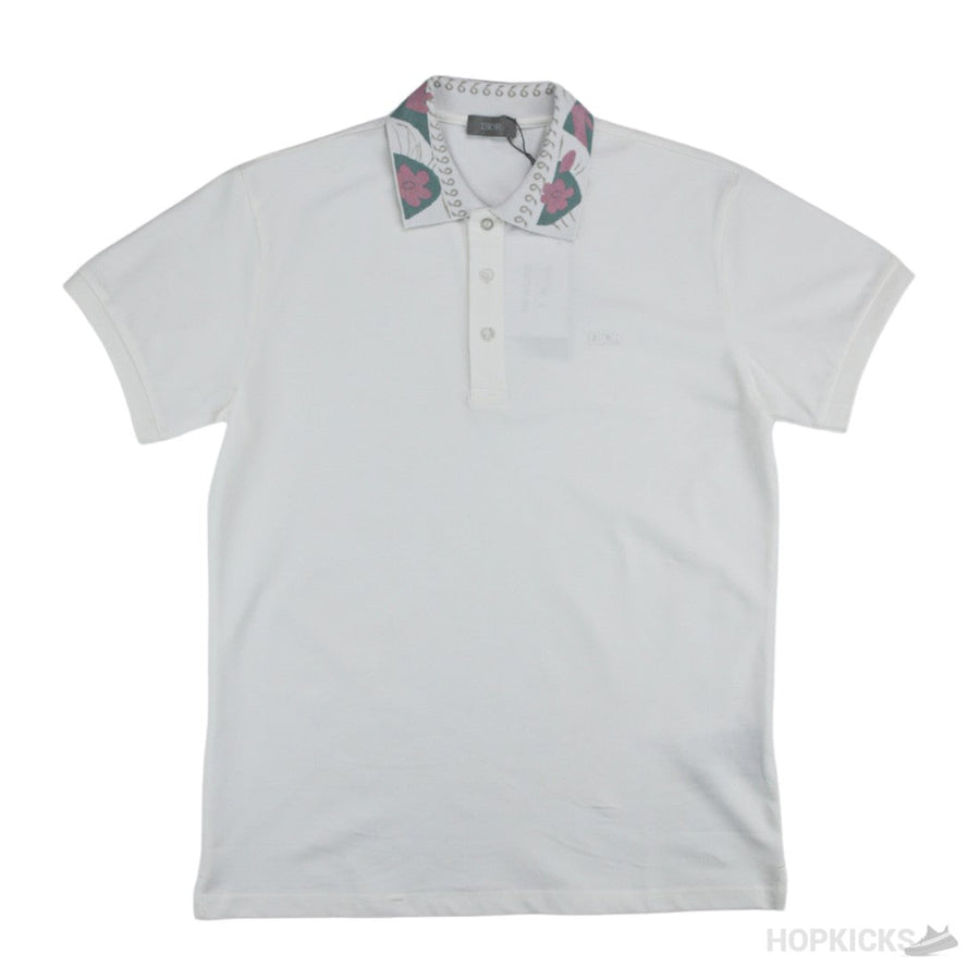 D.I.O.R Men Pattern Polo Shirt White (Dot Perfect)