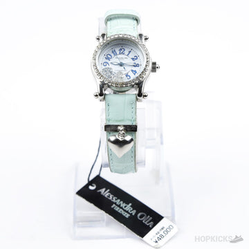 Alessandra Olla Pastel Blue Heart Charm Dress Watch