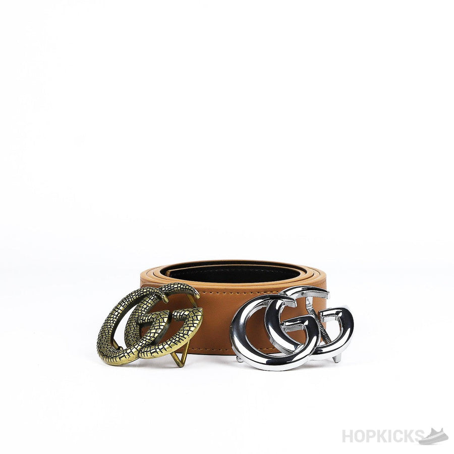 G.U.C.C.I GG Golden Buckle Brown Belt