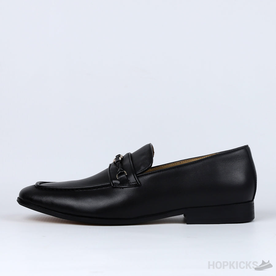 GCC Black Leather Interlocking G Loafers (Dot Perfect)