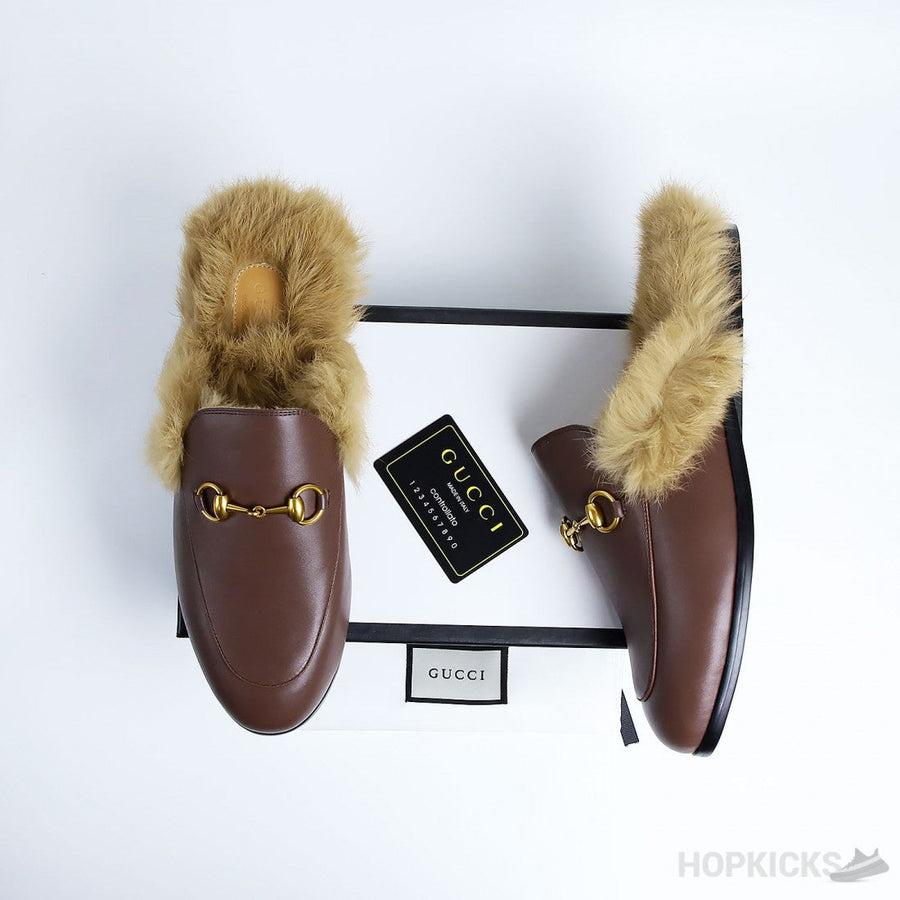 G.U.C.C.I Princetown furr Loafers Bordeaux