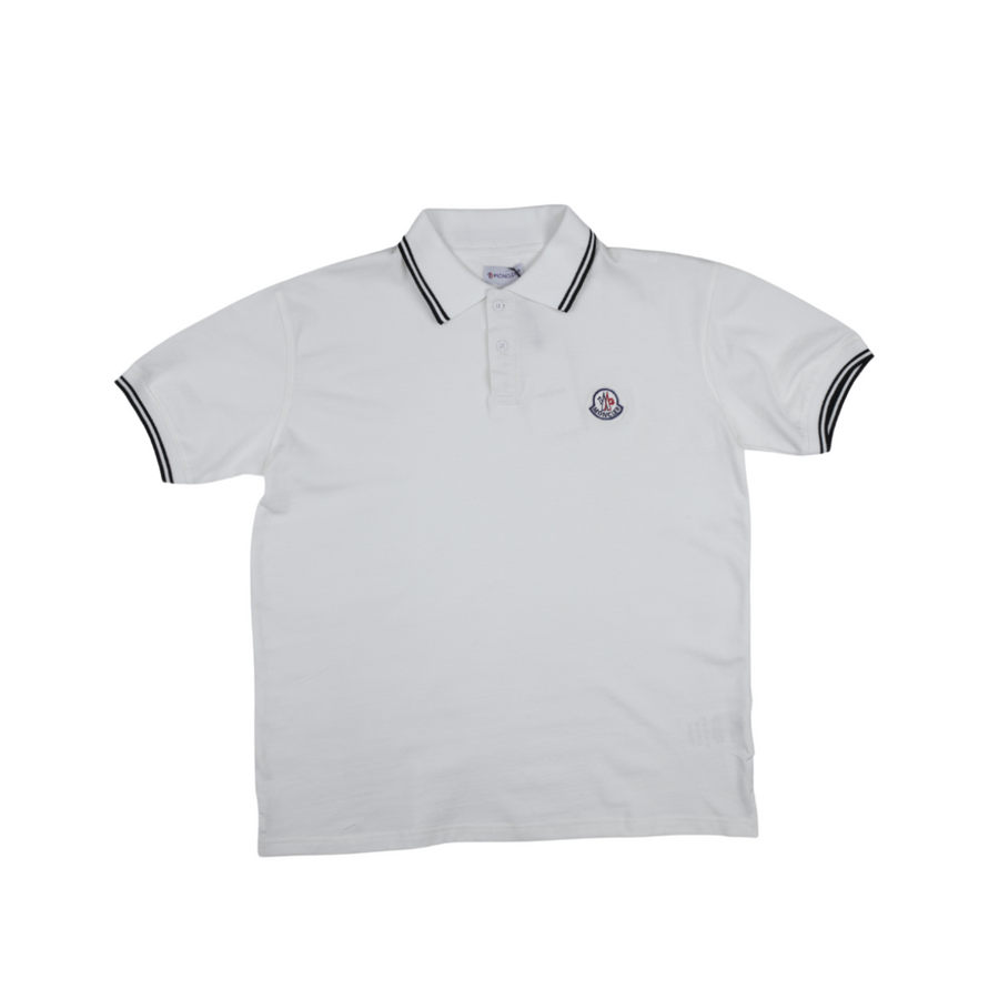 Moncler Logo Patch White Polo Shirt