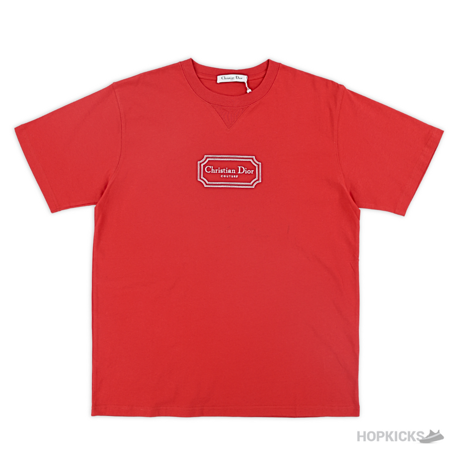 CD Couture Embroidered Red T-Shirt (Imported Premium Finish)