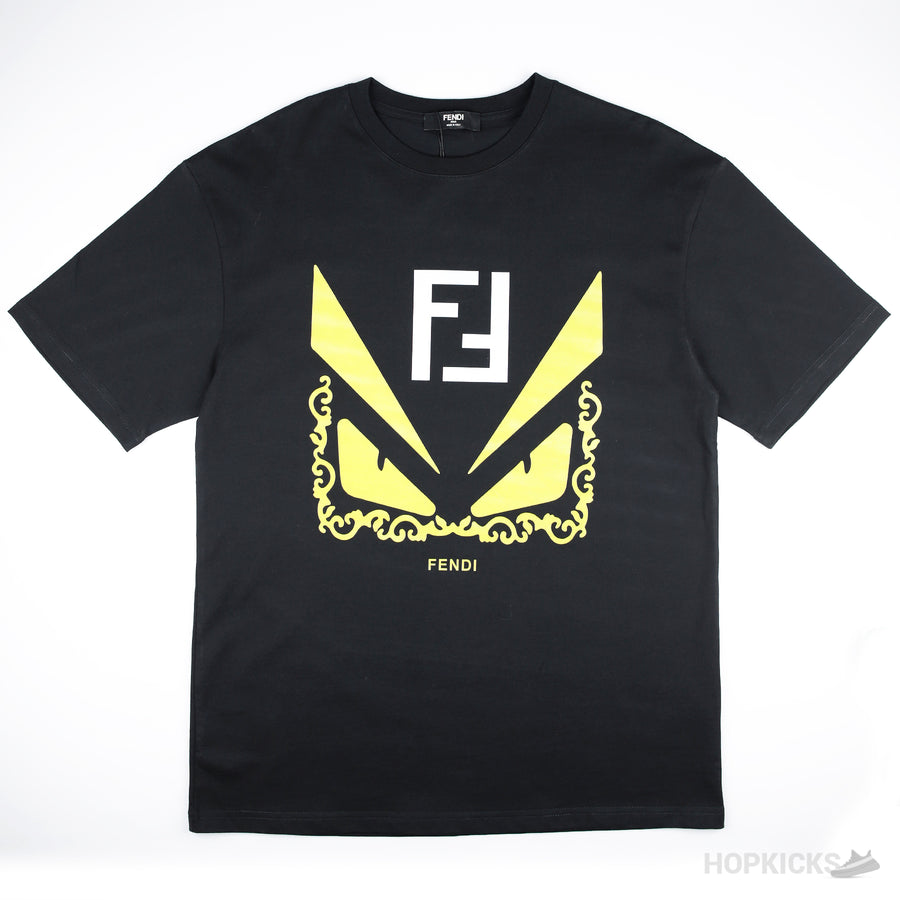 FND FF Yellow Eyes Printed Black T-Shirt