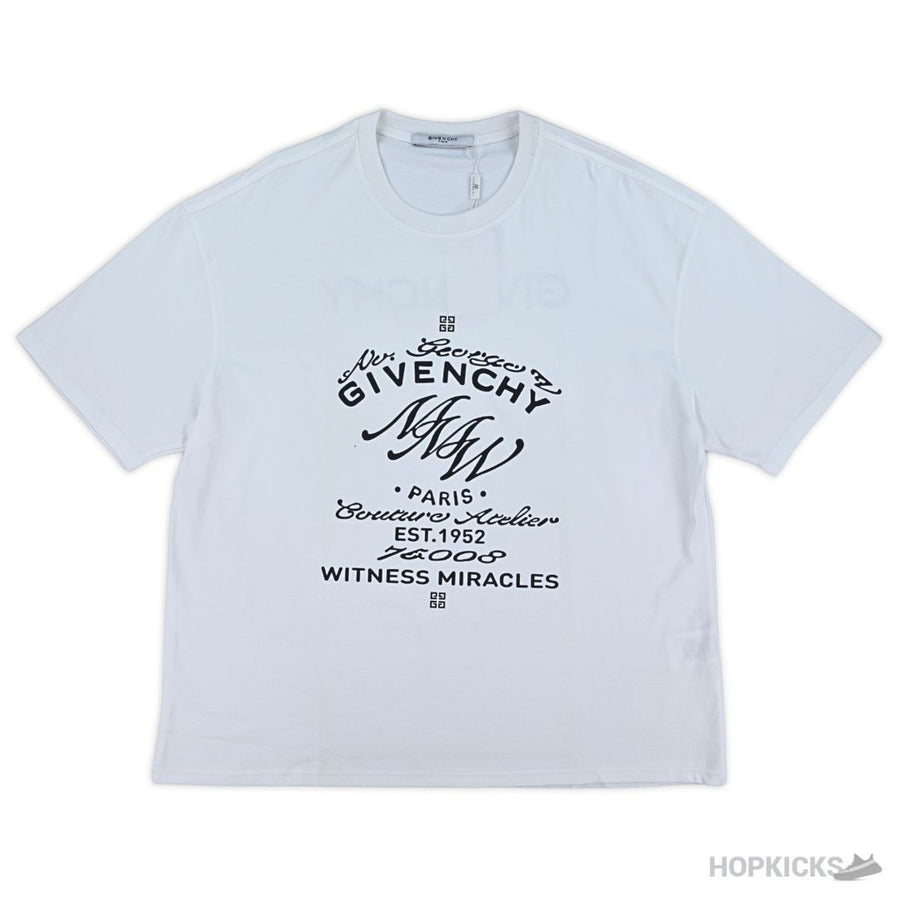 GVN Logo Print Cotton White T-Shirt (Imported Premium Finish)