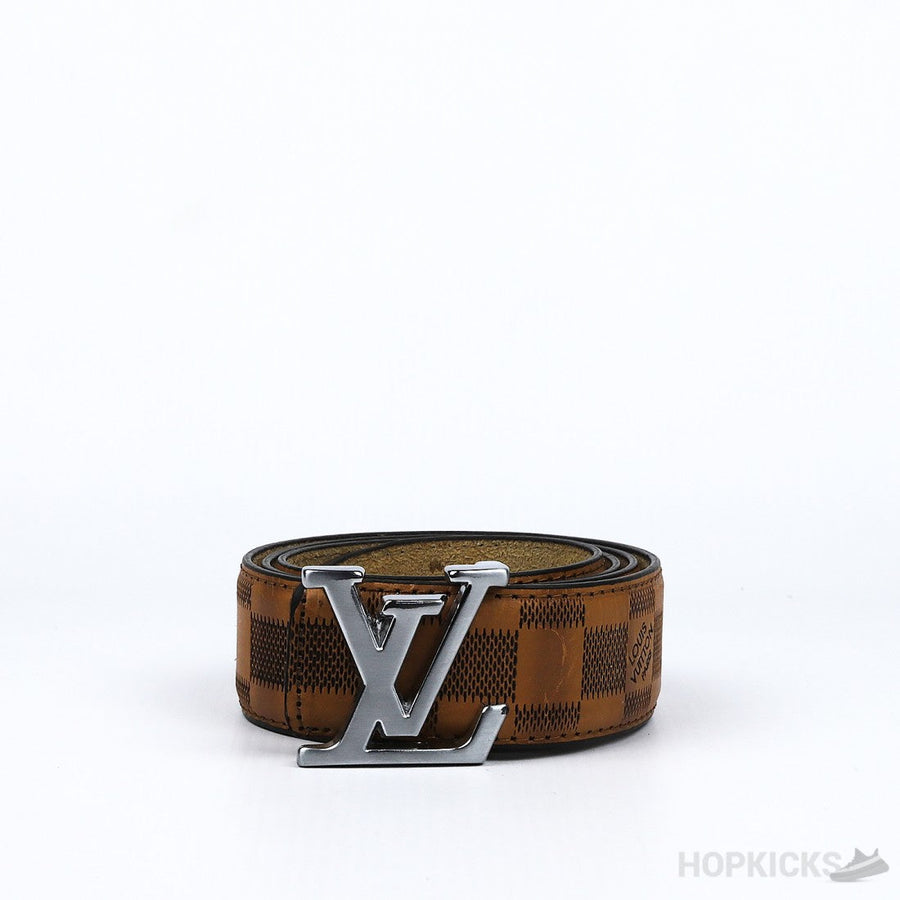 L.V Silver Brown Square Pattern Belt