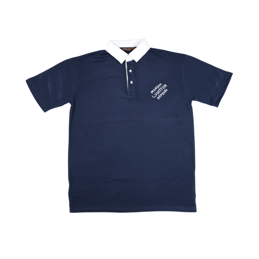 L.V White collar Blue Polo Shirt