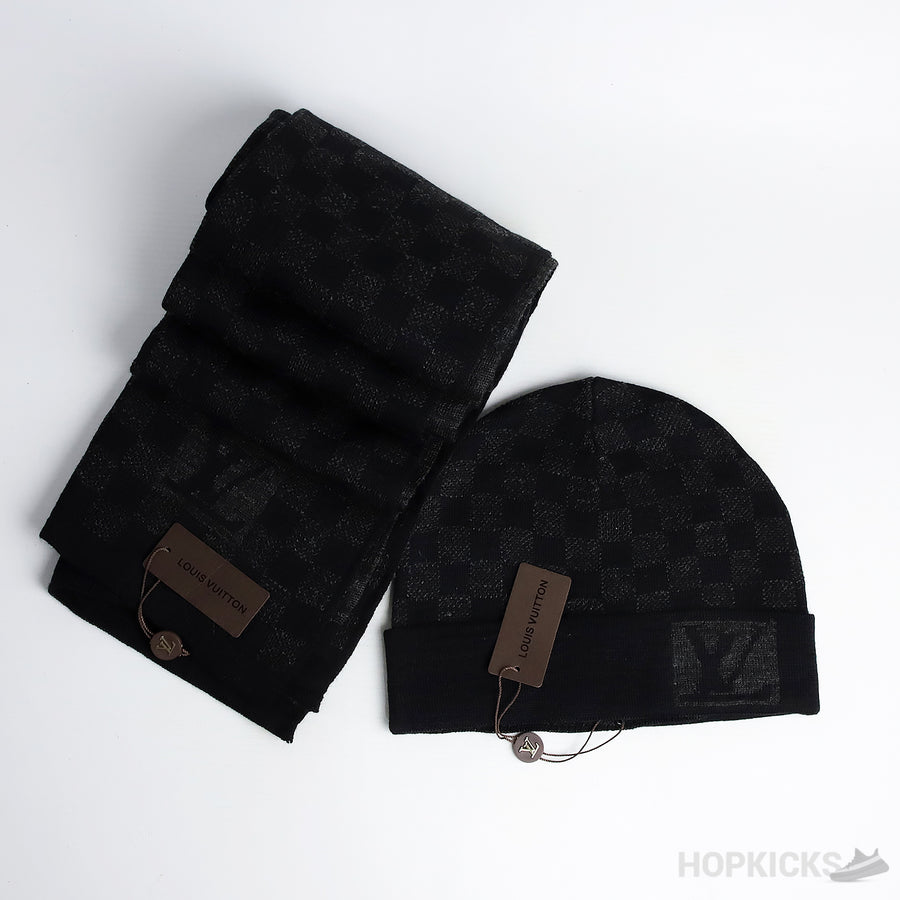 LV Petit Damier Black Scarf And Beanie