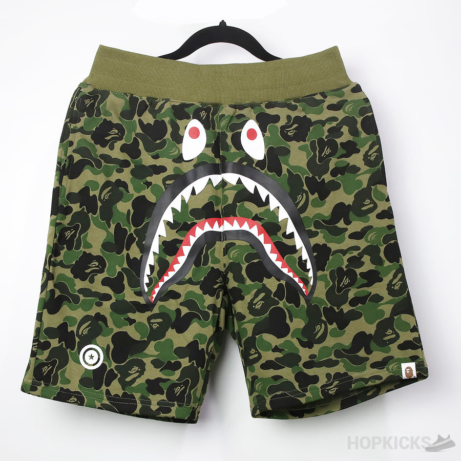 BAP Big ABC Camo Shark Sweat Shorts Green