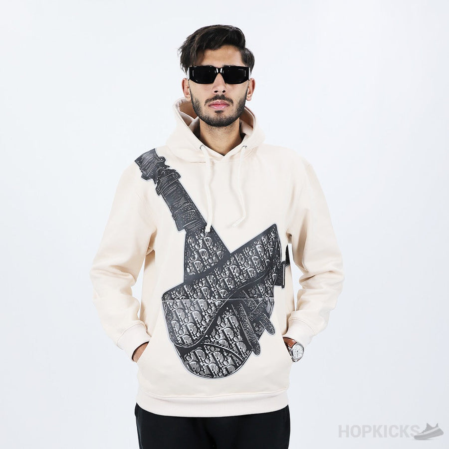 D.I.O.R Homme White Saddle Bag Print Hoodie