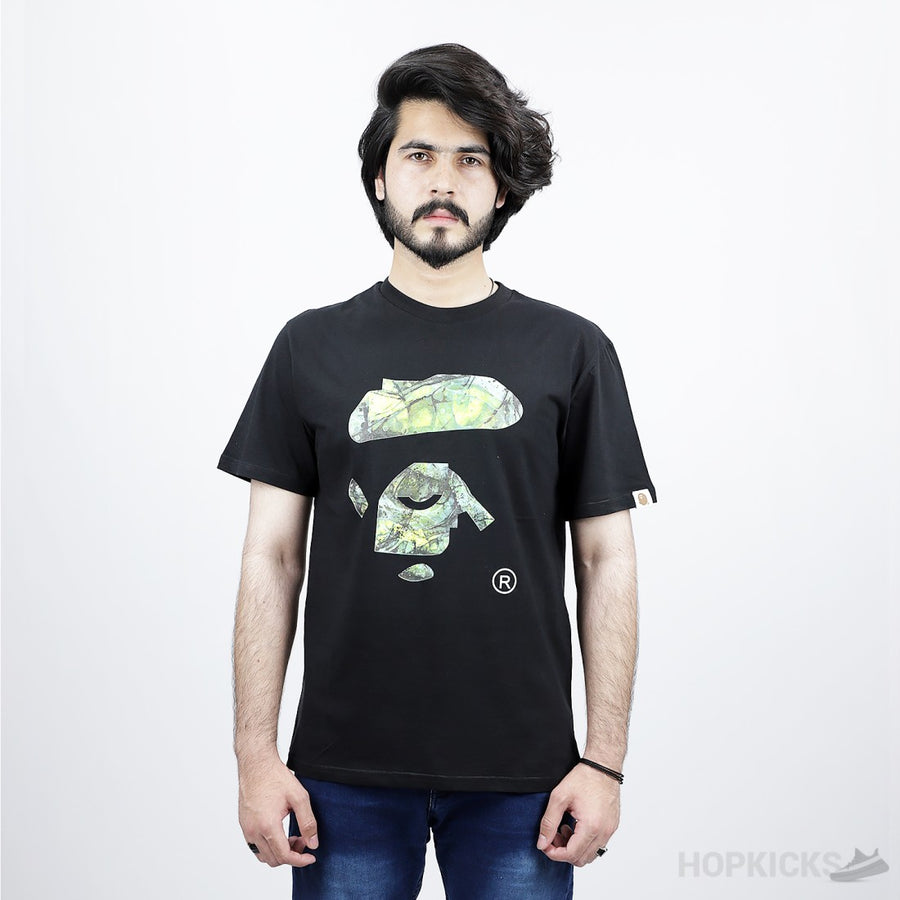 BAP Tie Dye Ape Face Black T-Shirt (Economy Batch)