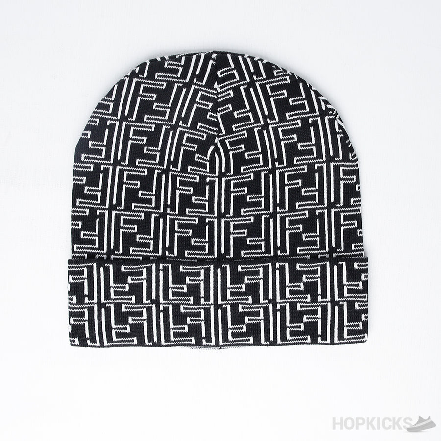 FND Ff Print Nero Biano Knitted Wool Beanie