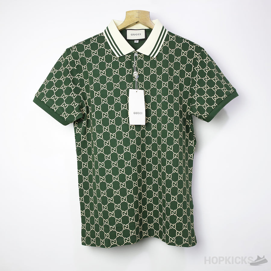 GG Stretch Cotton Polo Shirt Green