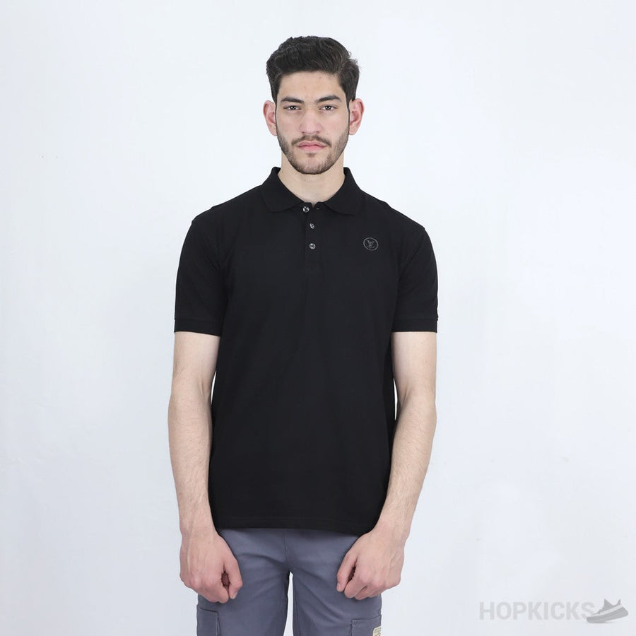 L.V Plain Black Polo Shirt