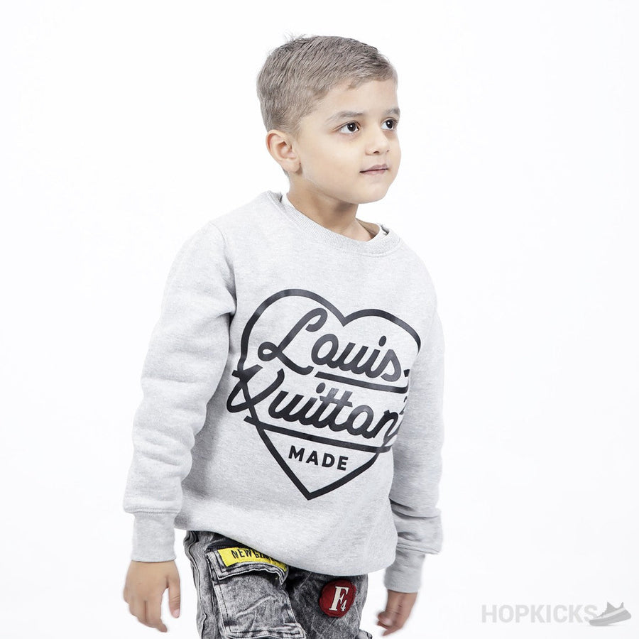 L.V x Nigo Printed Heart Sweatshirt Light Grey (Kids)