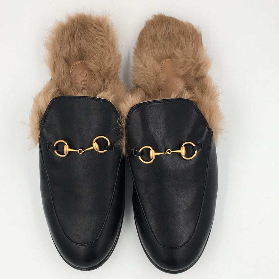 GCC Fur Lined Leather Loafer Slides