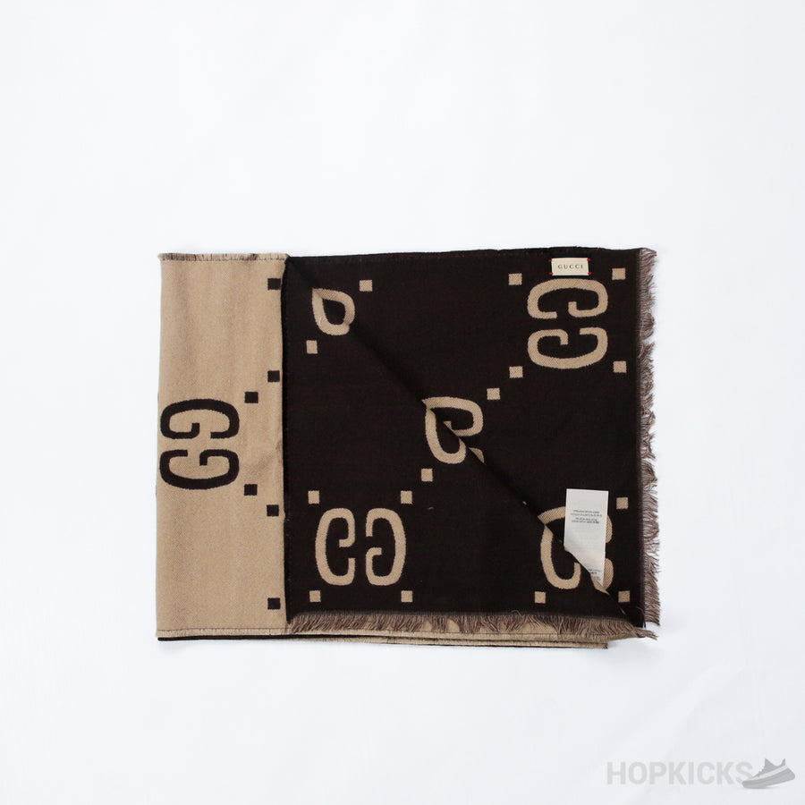 GG Wool Scarf in Black and Beige