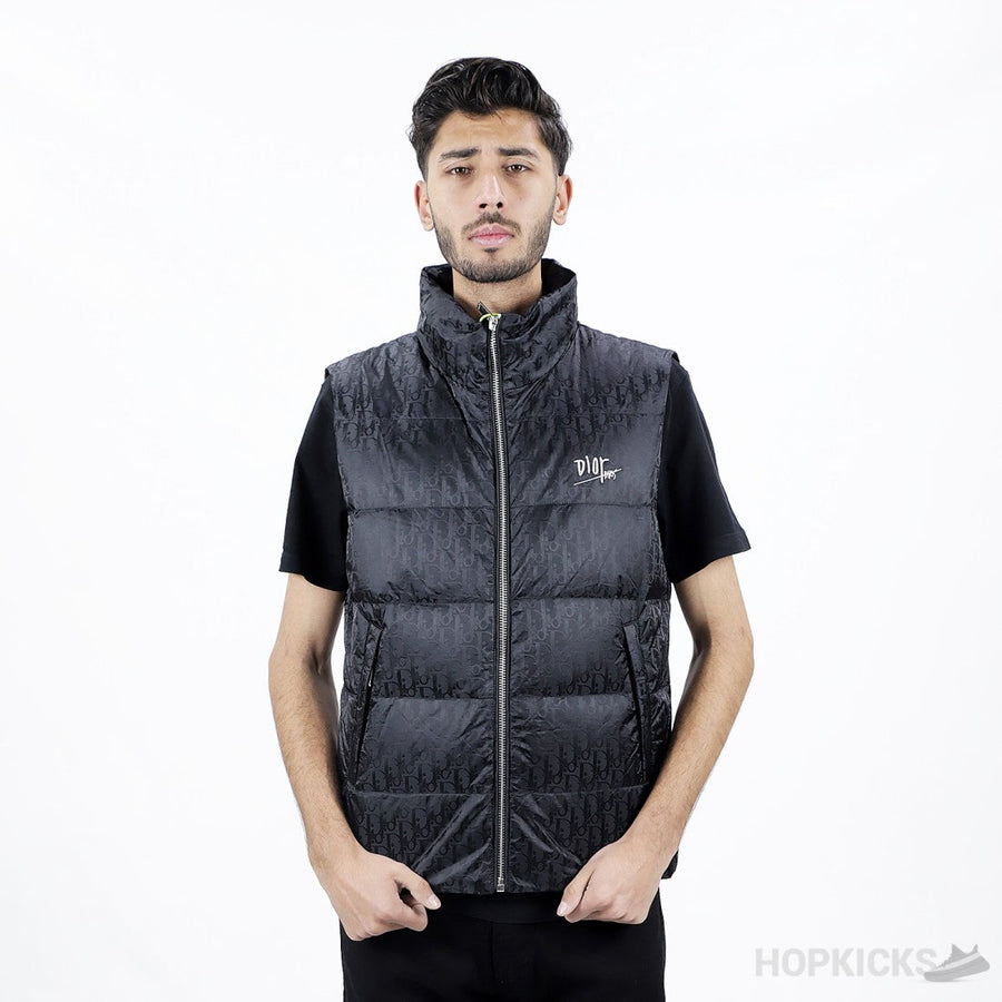D.I.O.R Oblique Front Logo Down Vest Black Jacket (High-End Batch)