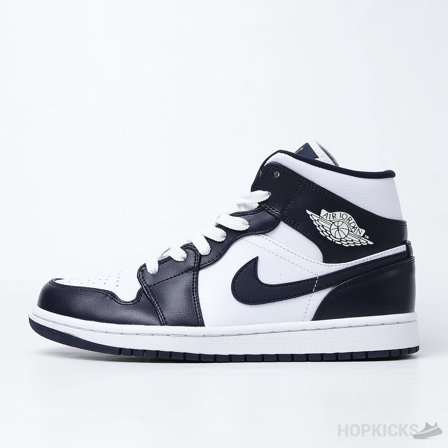 Jordan 1 Mid Shattered White Metallic Gold Obsidian (Premium Plus Batch)
