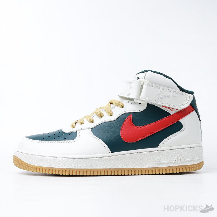 NK Air Force 1 Mid Sail Green Red