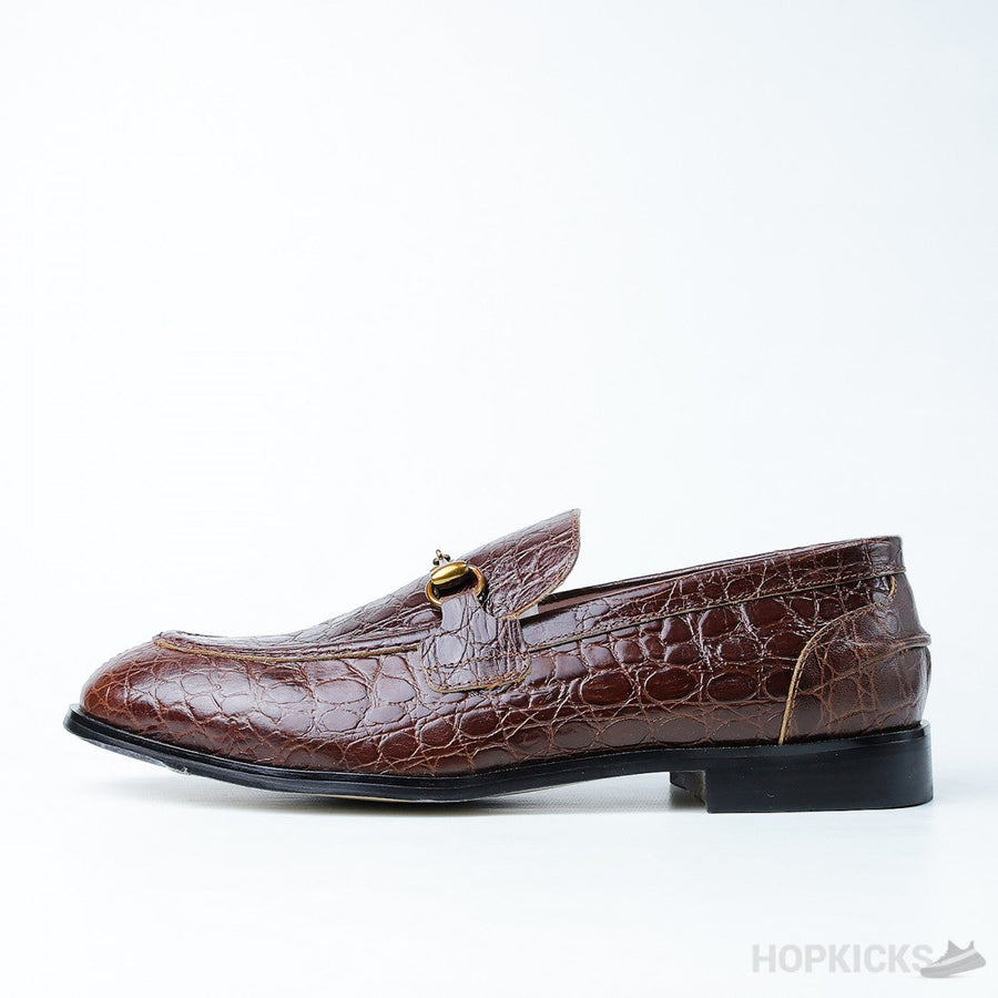 G.U.C.C.I Jordaan Crocodile Loafer Brown (Dot Perfect)