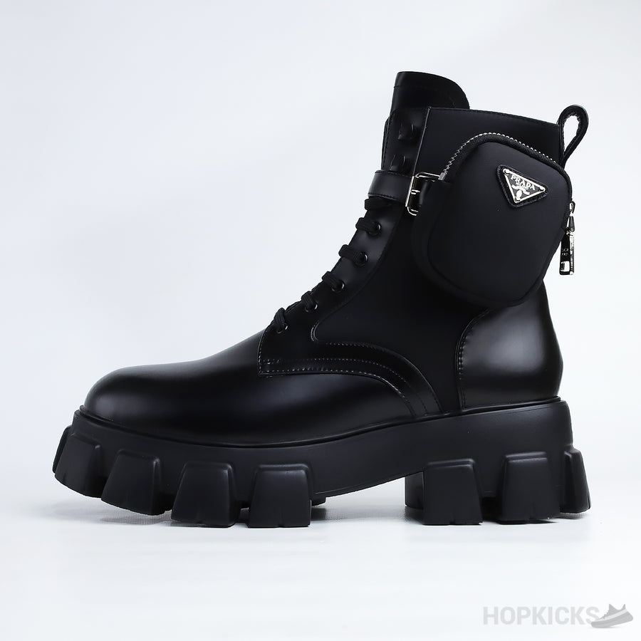 PRD Monolith Brushed Leather And Nylon Boots With Pouch (Dot Perfect)
