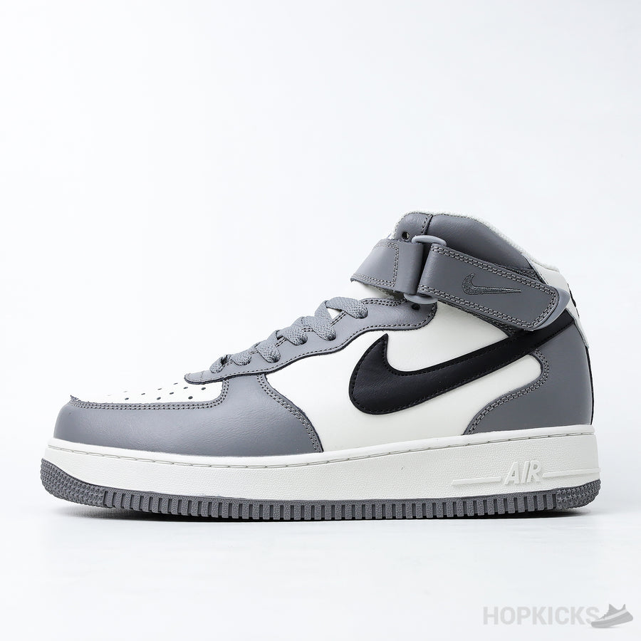 NK Air Force 1 Mid Grey Black White (Premium Plus Batch)