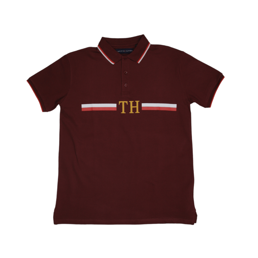 Tom Hilfiger Stripped Red Polo T-Shirt (Economy Batch)