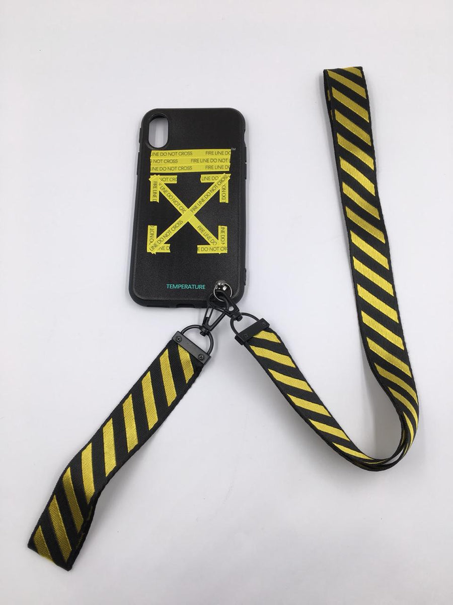 Off WhiteFire Tape Black Iphone Cover