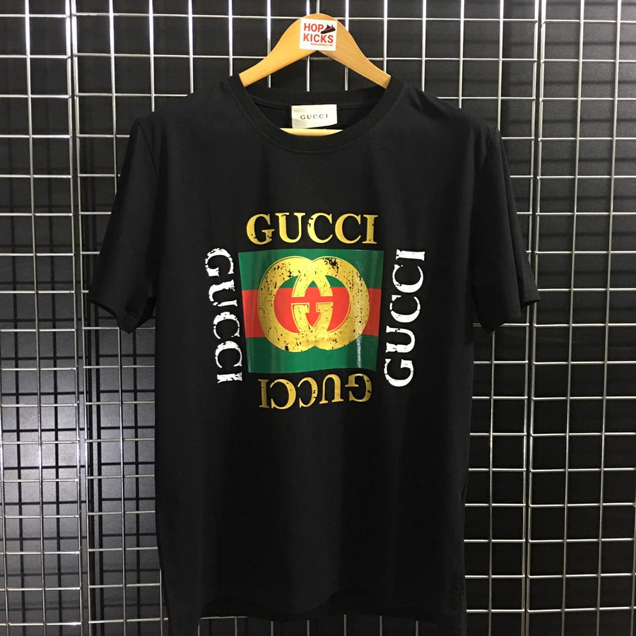 GG Box Logo Glossy Gold Tee Black