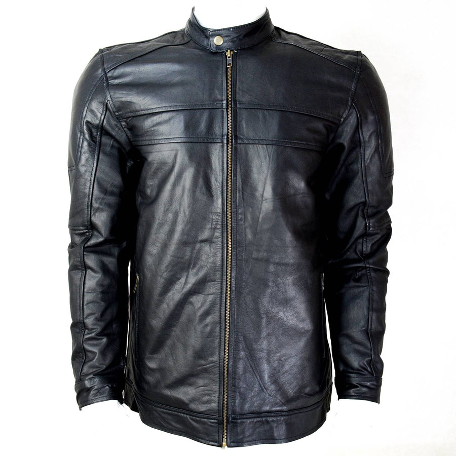 CDL Double Stitch Black Leather Jacket