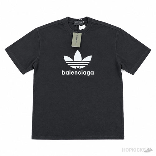 Bale*ciaga X Adi With Logo And Greeting Black T-Shirt