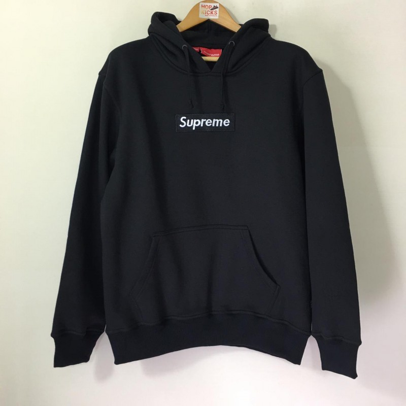 supreme black hoodie black box logo