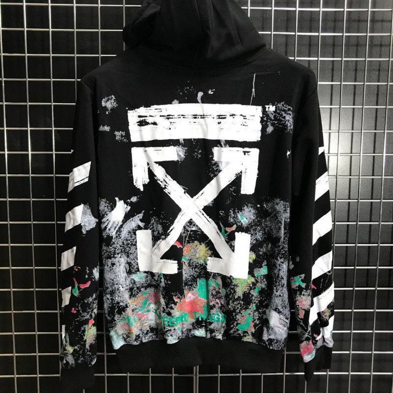 off white fire print hoodie