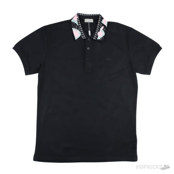 D.I.O.R Men Pattern Polo Shirt Black (Dot Perfect)