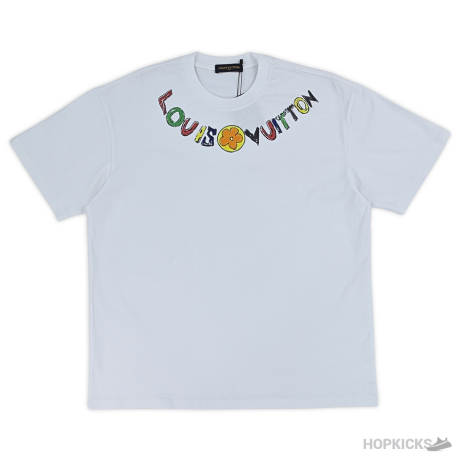 LV Flower Printed White T-shirt (Imported Premium Finish)