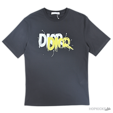 D.I.O.R Double Logo Printed Black T-Shirt (Imported Premium Finish)