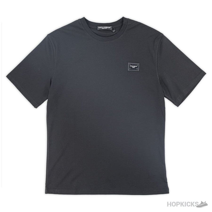 D&G Badge Logo Stitched Black T-Shirt (Imported Premium Finish)