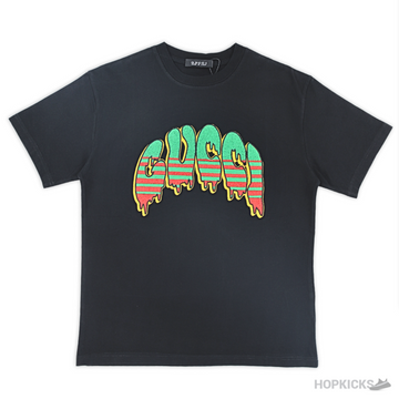 GCC Dripping Logo Embroidered Black T-Shirt (Imported Premium Finish)