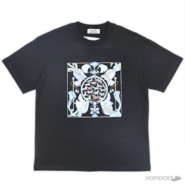 HRM Multiple Horses Printed Black T-Shirt (Imported Premium Finish)