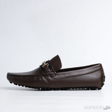 G.U.C.C.I Brown Horse bit Web Driving Loafer