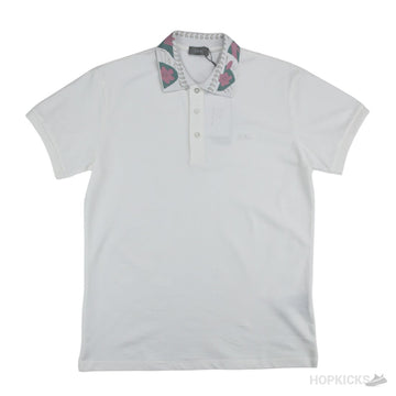 D.I.O.R Men Pattern Polo Shirt White (Dot Perfect)
