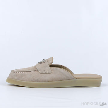 Prada Suede Sabots Desert Beige